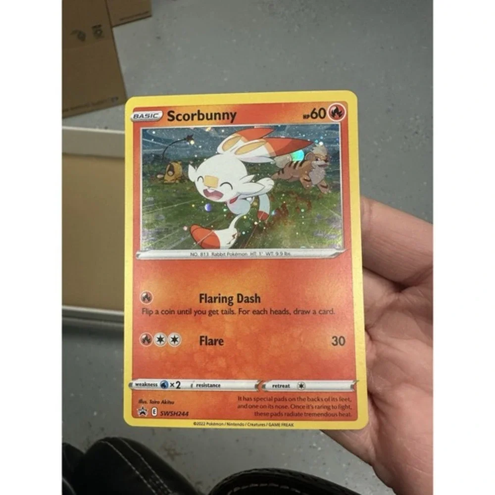 Scorbunny Black Star Cosmos Promo SWSH244 MEW HD Galaxy Swirl FART 🌀 Pokemon LP